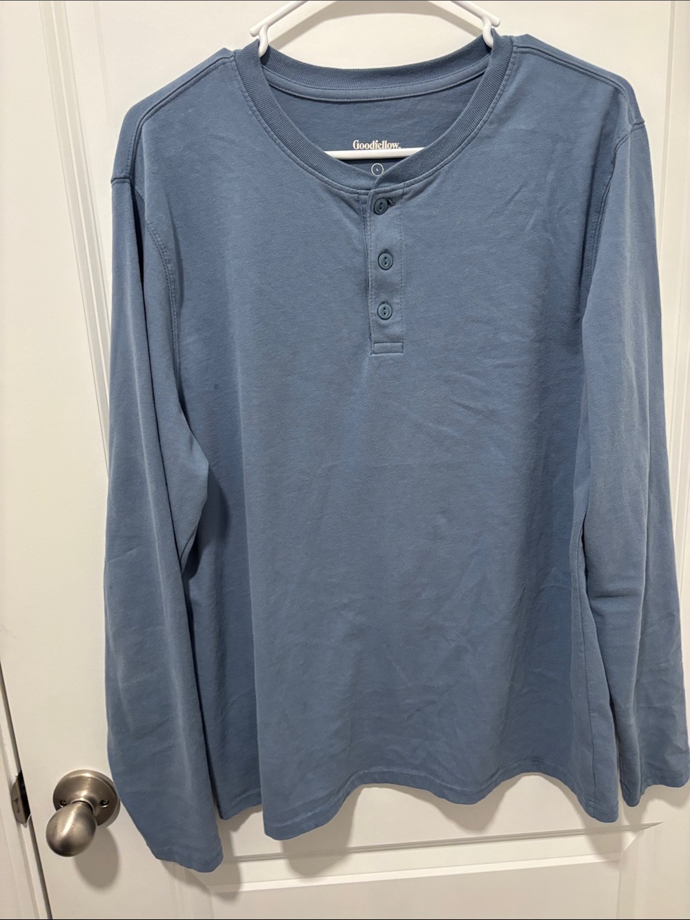 Goodfellow & Co Dusty Blue Long-Sleeve Henley Shirt